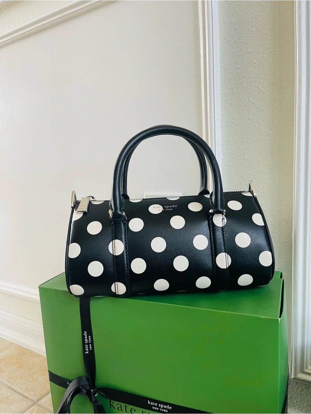 Kate Spade New York Spade Icon Dot Leather Barrel Bag